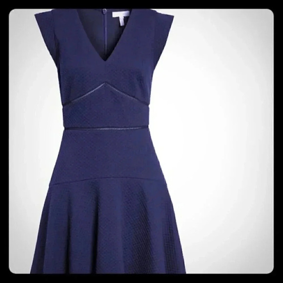 Rebecca Taylor Size 2 Navy BlueV-Neck Fit & Flare Taylor Dress NEW! - Picture 3 of 7